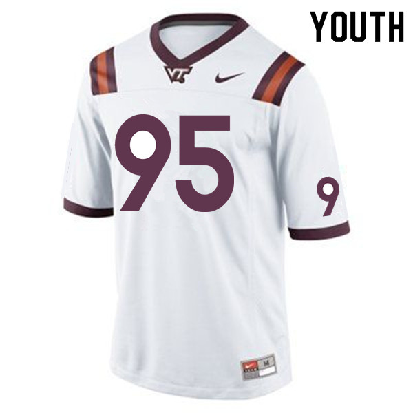 Youth #95 DaShawn Crawford Virginia Tech Hokies College Football Jerseys Sale-White - Click Image to Close